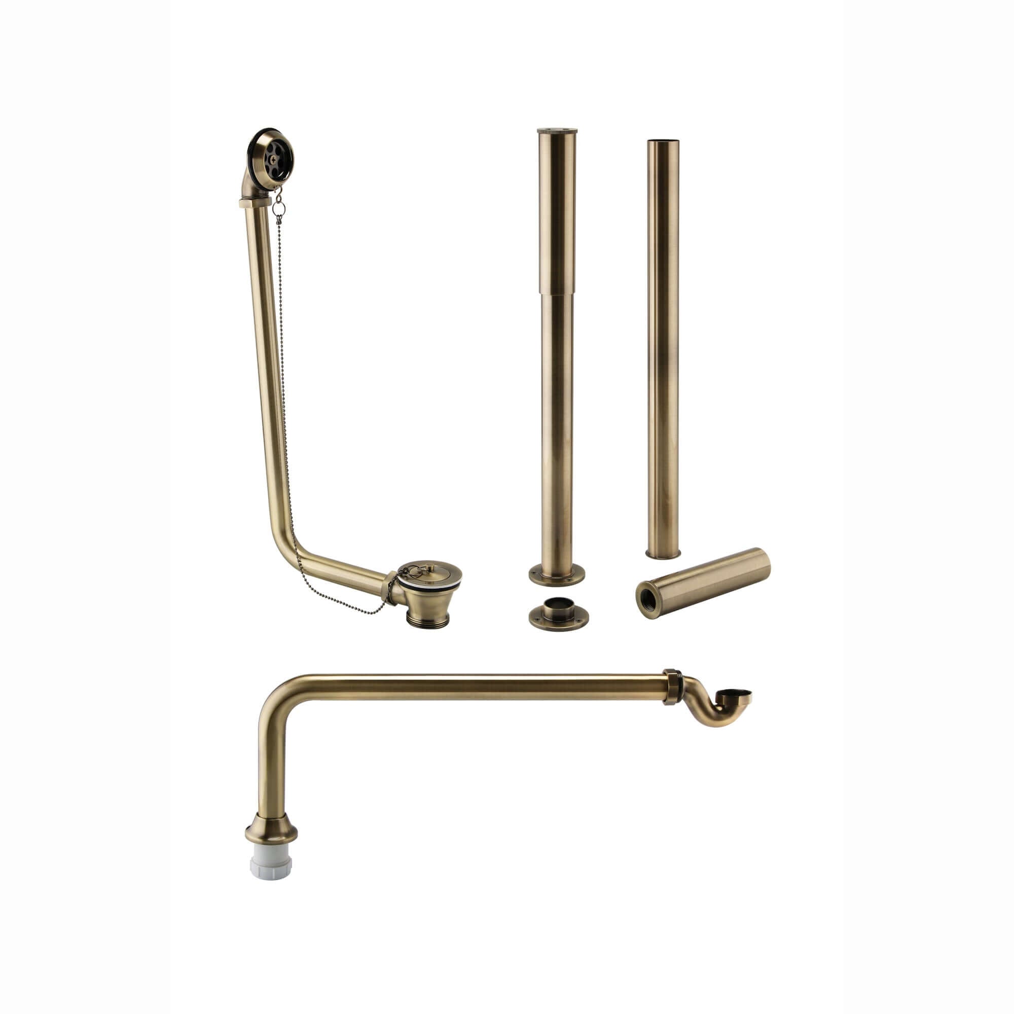 Buy Roll top bath pack incl. exposed bath waste, shrouds and bath trap - antique brass Online UK | HOUSE OF ENKI